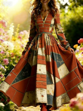 3D Oil Painting Floral Print Dress