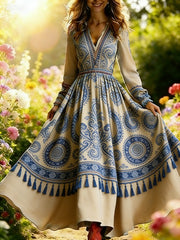 3D Oil Painting Floral Print Dress
