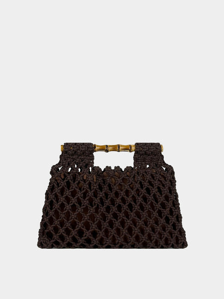 Hollow-out Bamboo-Section Handle Handwoven Small Square Bag