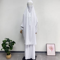 Women's Solid Color Abaya Loose Robe Two-piece Set