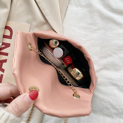 Korean-style Womens Heart-Shaped Tassel Shoulder Bag