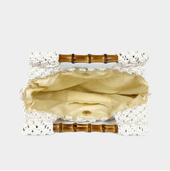 Hollow-out Bamboo-Section Handle Handwoven Small Square Bag