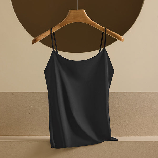 Summer Seamless Ice Silk Camisole Womens Solid Color Casual Inner Layer Top