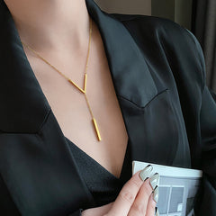 Temperament V-shaped Personality Pendant Titanium Steel Necklace Women