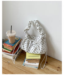 Korean-style Ruffled Polka-dot Underarm Shoulder Bag With A Cloud-like Design