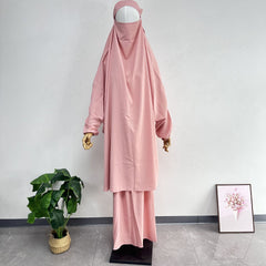 Women's Solid Color Abaya Loose Robe Two-piece Set