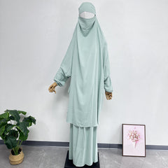 Women's Solid Color Abaya Loose Robe Two-piece Set