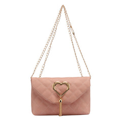 Korean-style Womens Heart-Shaped Tassel Shoulder Bag