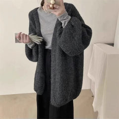 Soft Glutinous Idle Style Dinified Sweater Coat Women Loose Plus Size Women