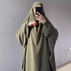 Women's Solid Color Abaya Loose Robe Two-piece Set