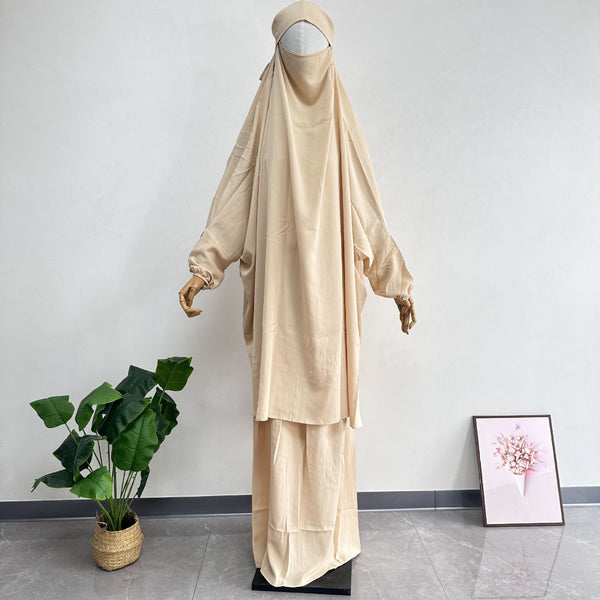 Women's Solid Color Abaya Loose Robe Two-piece Set