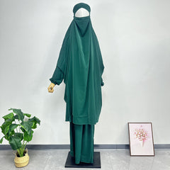 Women's Solid Color Abaya Loose Robe Two-piece Set