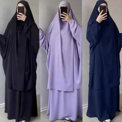 Women's Solid Color Abaya Loose Robe Two-piece Set