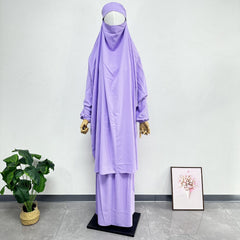 Women's Solid Color Abaya Loose Robe Two-piece Set