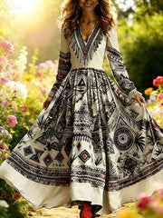 3D Oil Painting Floral Print Dress